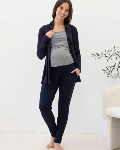 Abbie Maternity/Nursing Tank Top in Navy Stripes