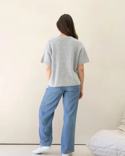 Adele Short Sleeve Maternity Cardigan Knit - Marl Grey