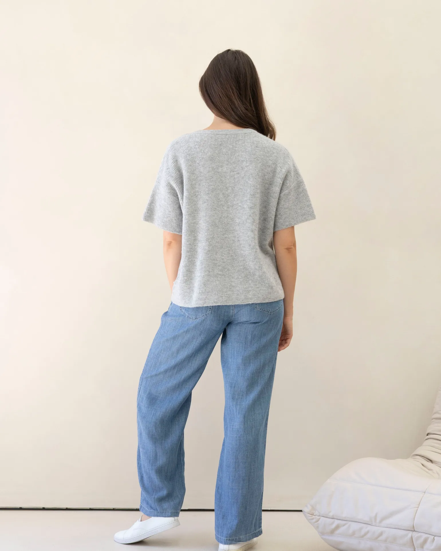 Adele Short Sleeve Maternity Cardigan Knit - Marl Grey
