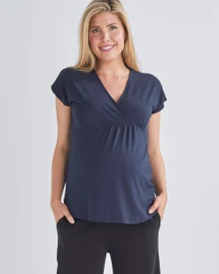 Adeline Maternity Crossover Work Top - Navy