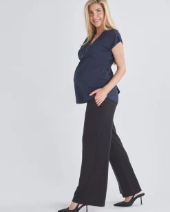 Adeline Maternity Crossover Work Top - Navy