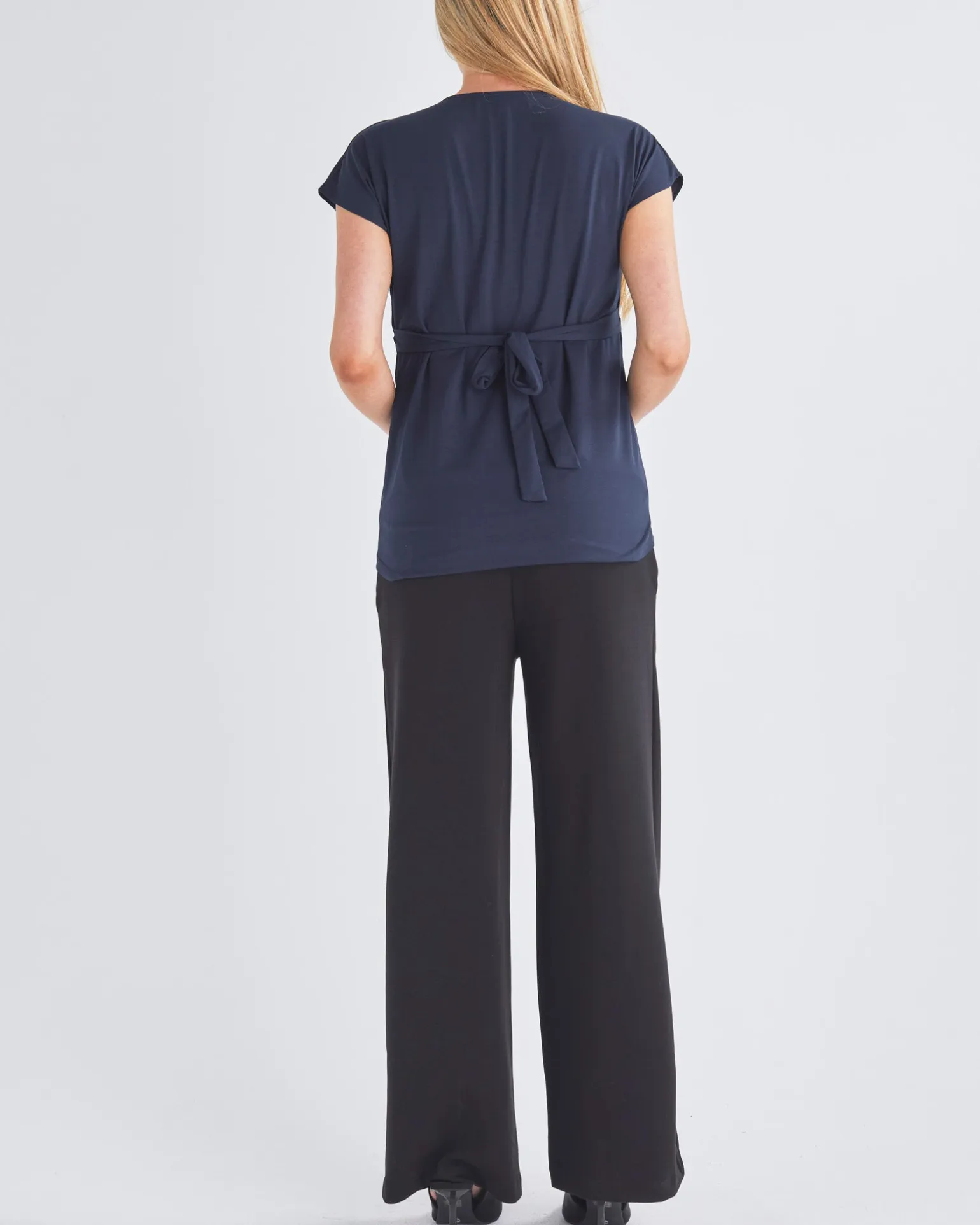 Adeline Maternity Crossover Work Top - Navy
