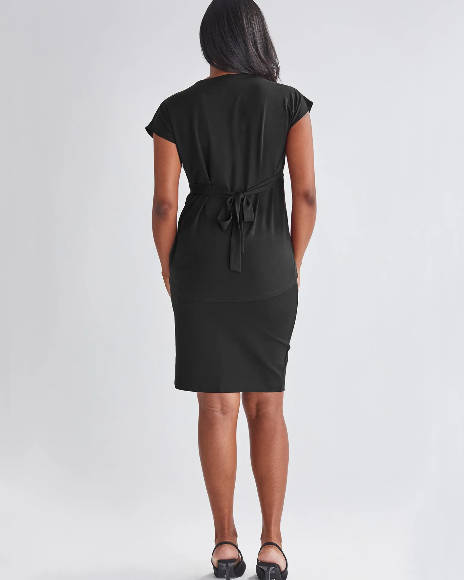 Adeline Maternity Crossover Work Top - Black