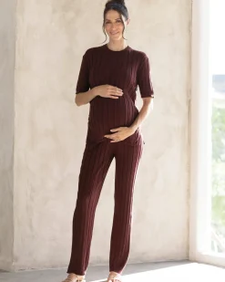 Alexis Side Split Maternity Top in Chocolate Truffle