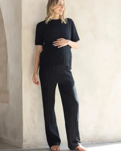 Alexis Side Split Maternity Top in Black