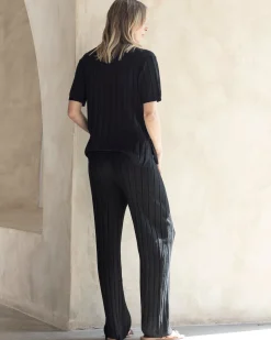 Alexis Side Split Maternity Top in Black