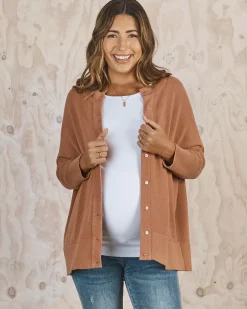 All in One Maternity Reversible Knit Sweater in Apricot