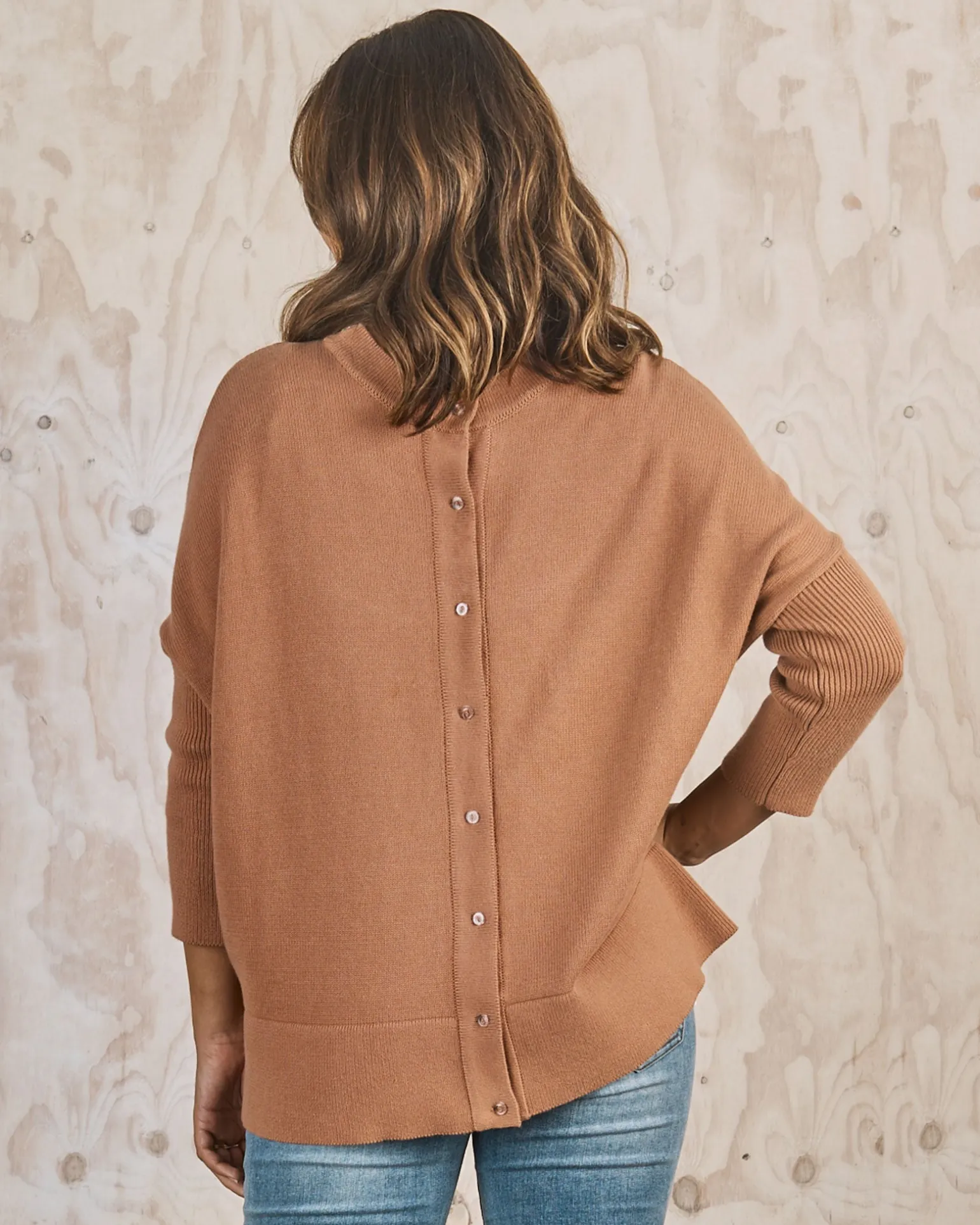 All in One Maternity Reversible Knit Sweater in Apricot