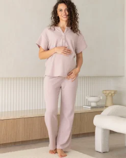 Amara Maternity Cotton Blend Lounge Top in Blush