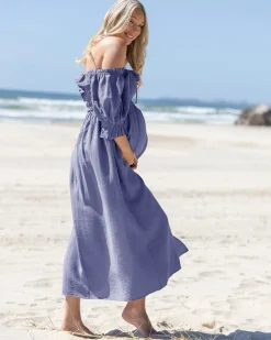 Amber Maternity Baby Shower Dress in Lapis Blue
