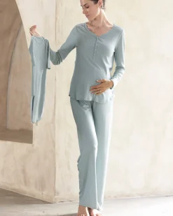 Amira 2-piece Maternity Sleepwear Set in Sea Mist
