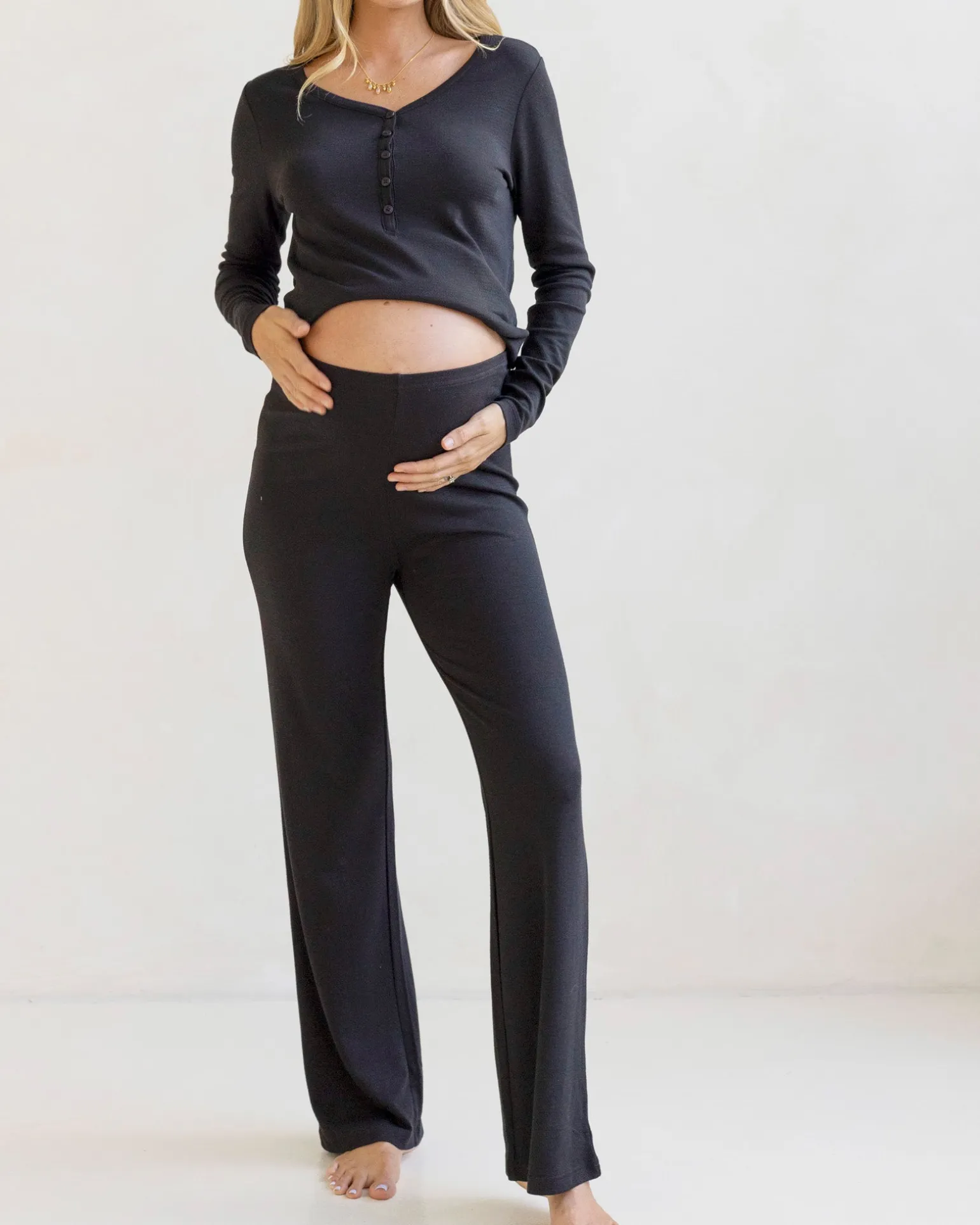 Amira 2-piece Maternity Sleepwear Set in Black