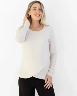 Annie Maternity/ Nursing Soft Nursing Top In Winter White