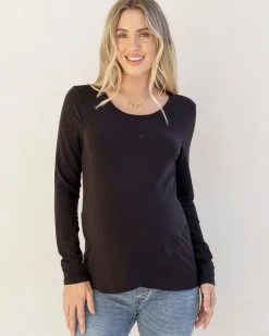 Annie Maternity/ Nursing Soft Nursing Top In Black