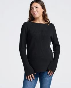 Arial Maternity Oversized Luxury Knit Nursing Jumper in Black