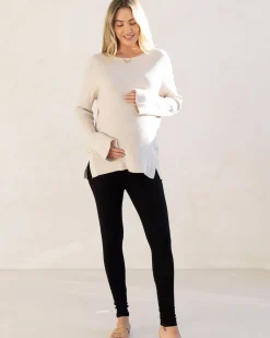 Arial Maternity Oversized Luxury Knit Nursing Jumper in Cream