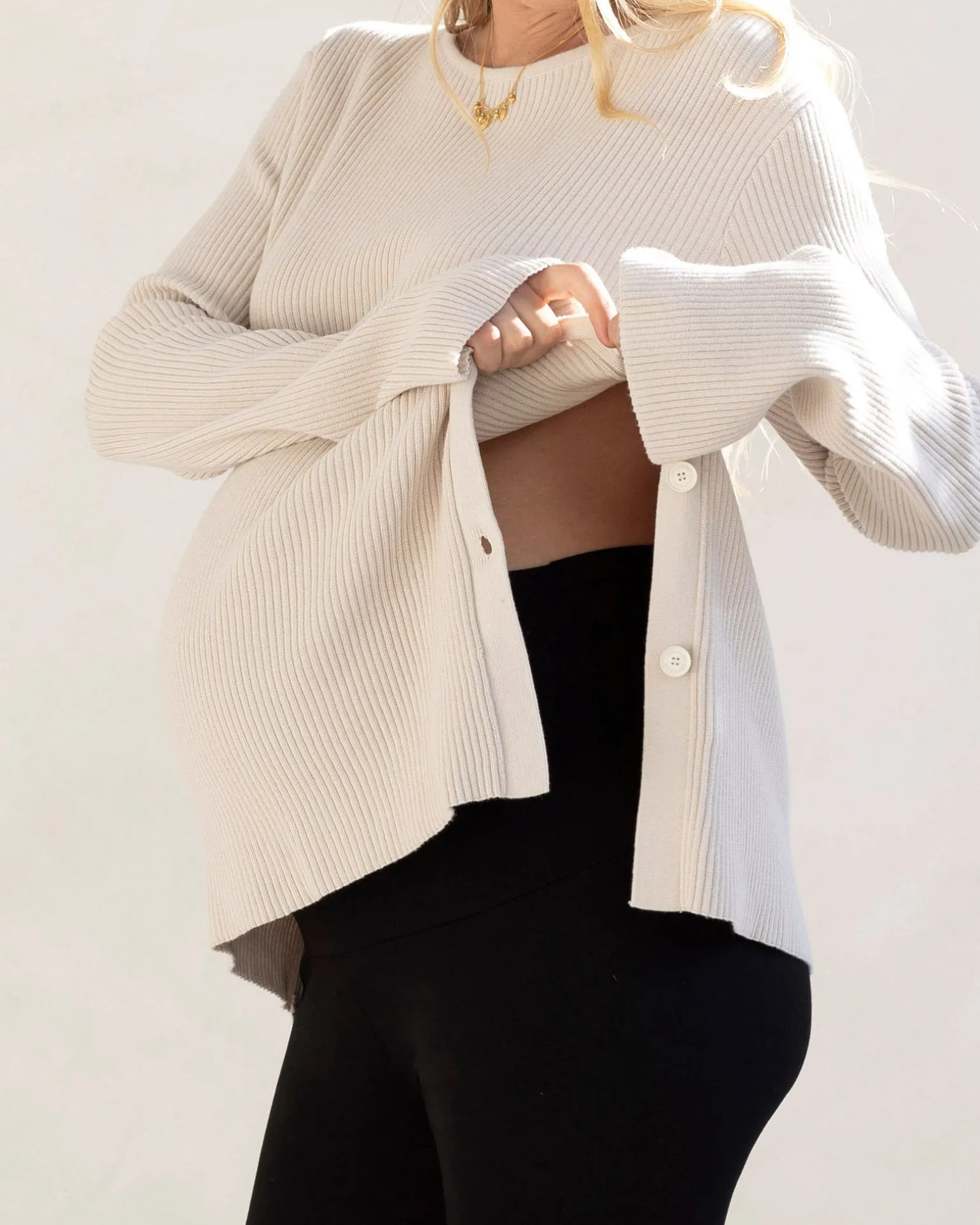 Arial Maternity Oversized Luxury Knit Nursing Jumper in Cream