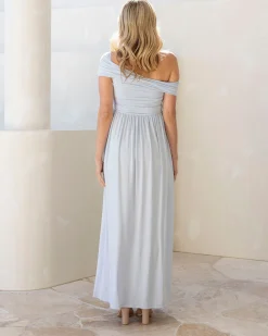 Ariana Maxi Maternity Moon Dress in Baby Blue