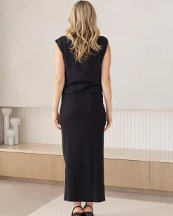 Athena Maternity Maxi Skirt In Black