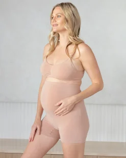 Bamboo Maternity Body Shorts in Nude