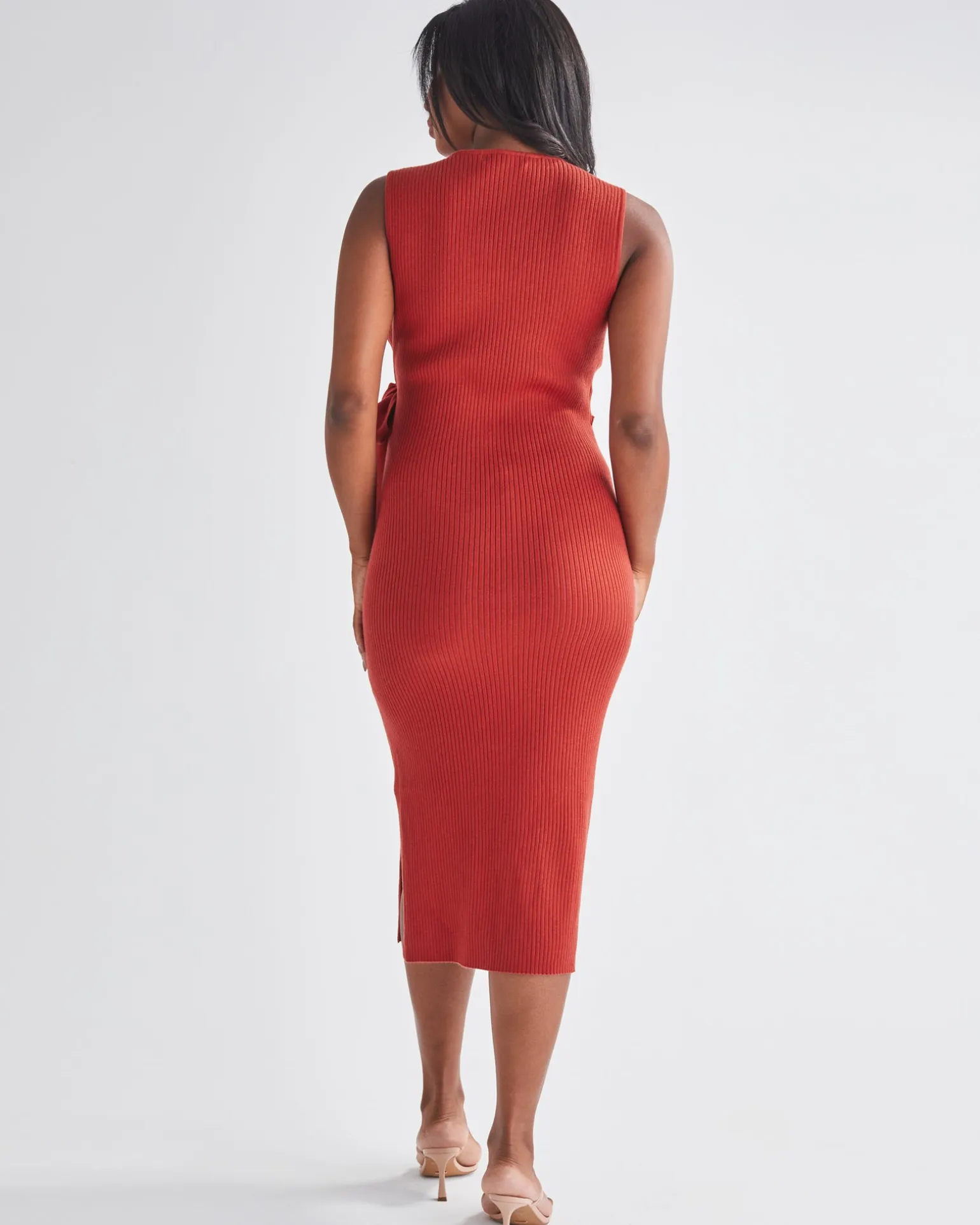 Barbara Knit Maternity Midi Dress in Radiant Red