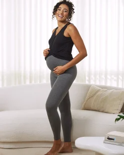 Basic Cotton Maternity Leggings Charcoal
