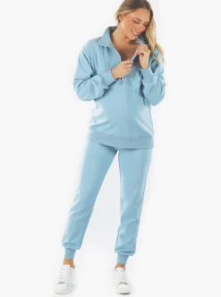 Calla Maternity Sweatpants in Light Blue