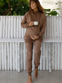 Calla Maternity Sweatshirt Top in Iced Coffee