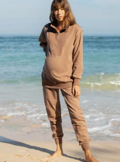 Calla Zip Front Maternity Sweatshirt & Sweatpants Set
