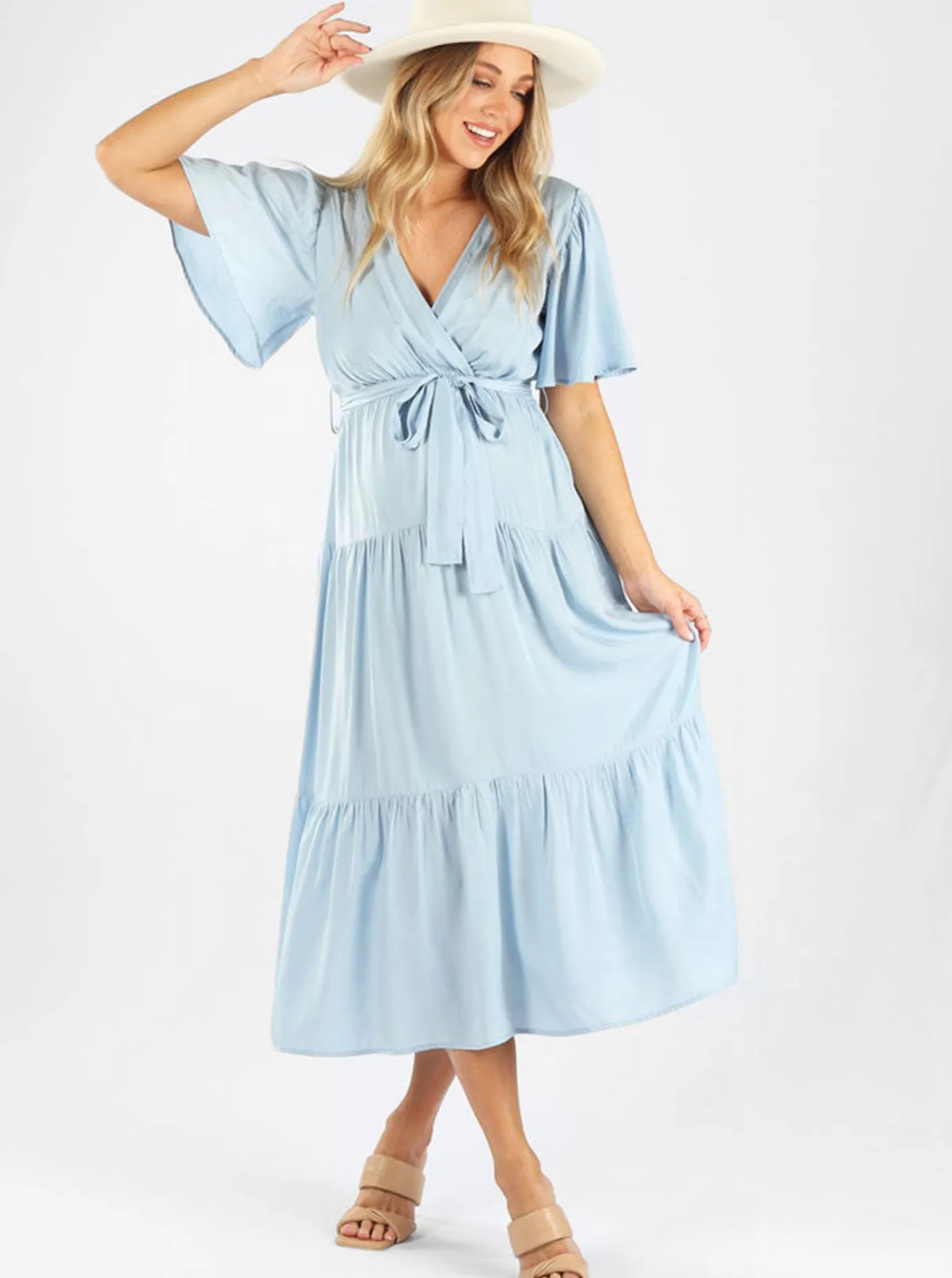 Cara Blue Baby Shower Maternity Dress