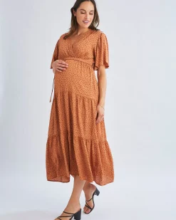 Cara Maternity Maxi Dress In Black Polka Dots