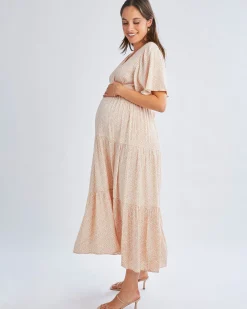 Cara Maternity Maxi Dress in Creamy Floral Glow