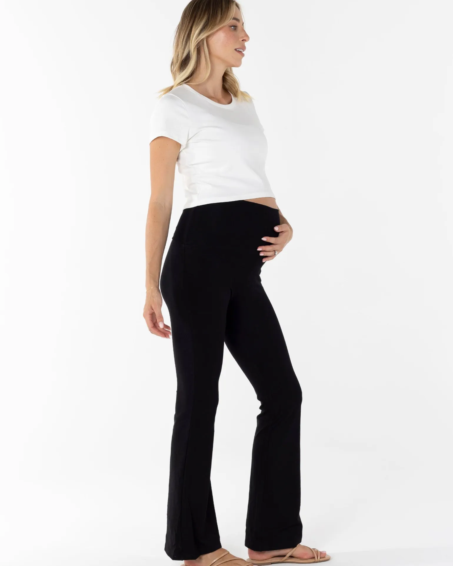 Celia Maternity Cotton Crop Tee - White