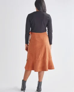 Christie Maternity Wrap Midi Skirt in Vegan Suede