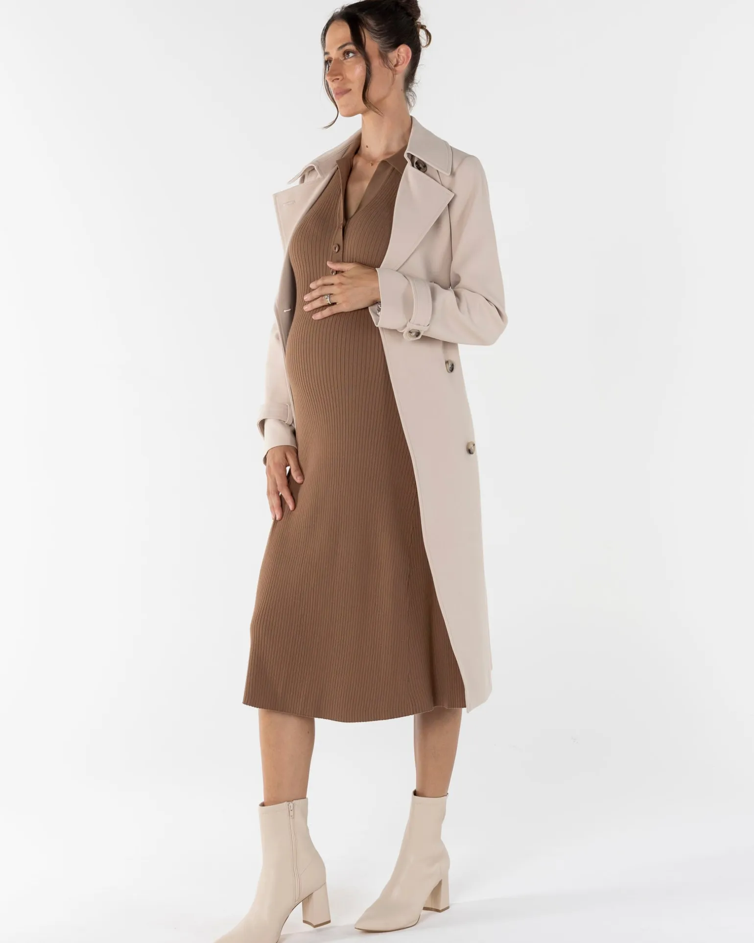 Clara Long Sleeve Knitted Maternity Midi Dress
