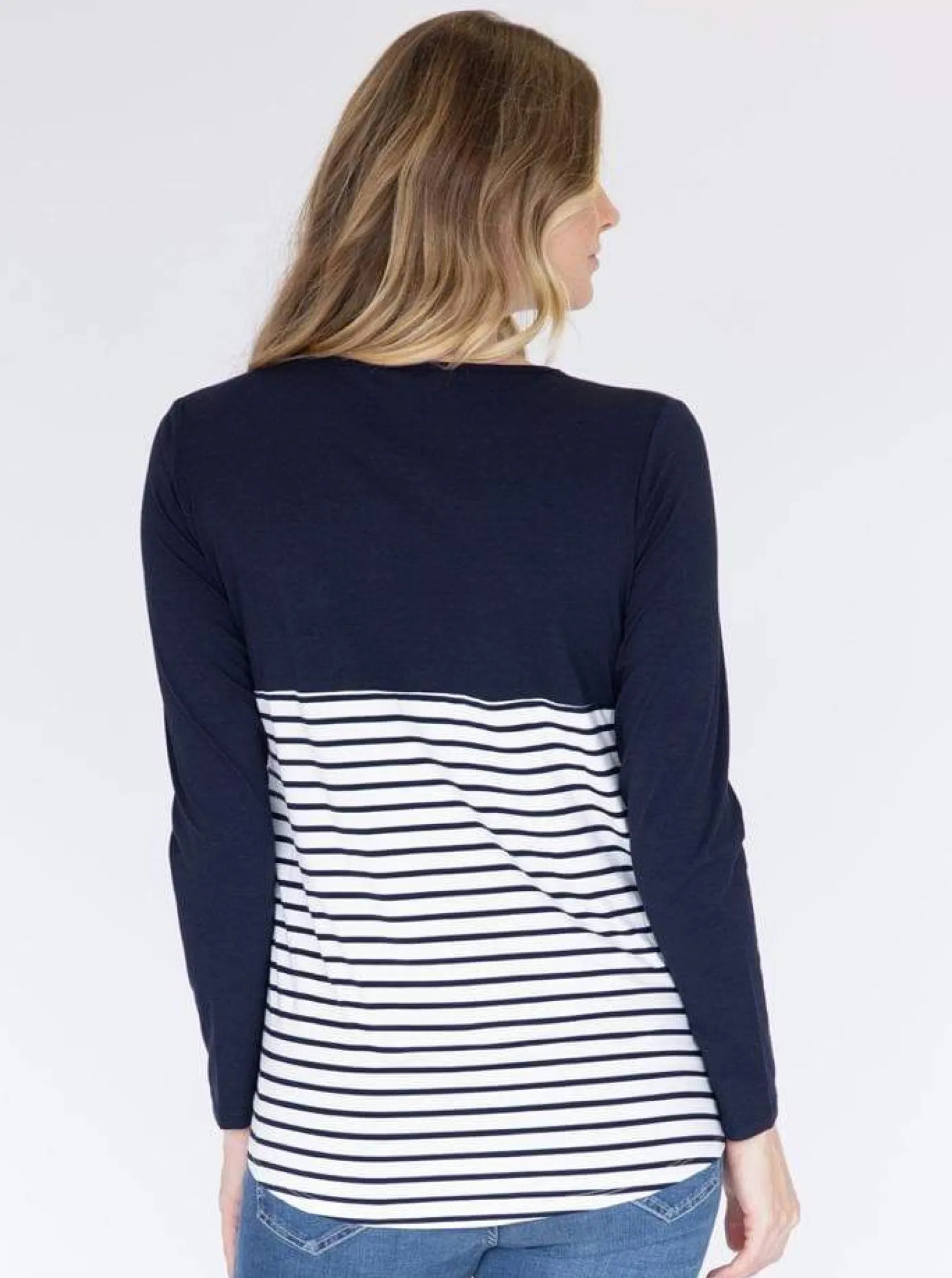 Cleo Maternity and Nursing Long Sleeve Top in Navy