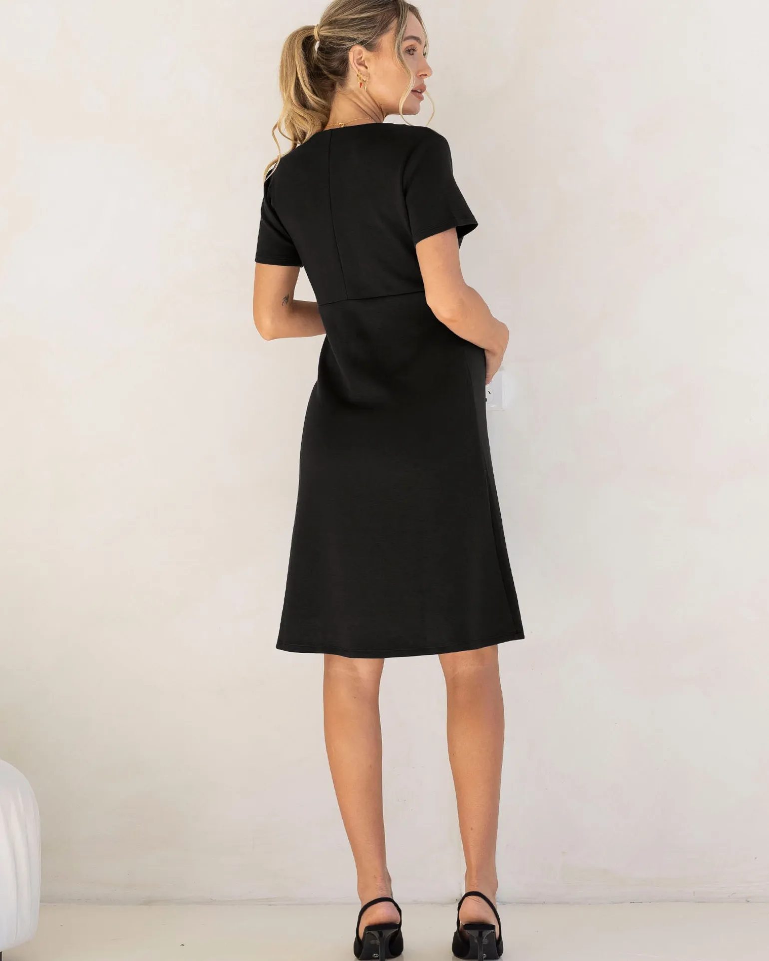 Colette Soft Ponte Work Dress in Black