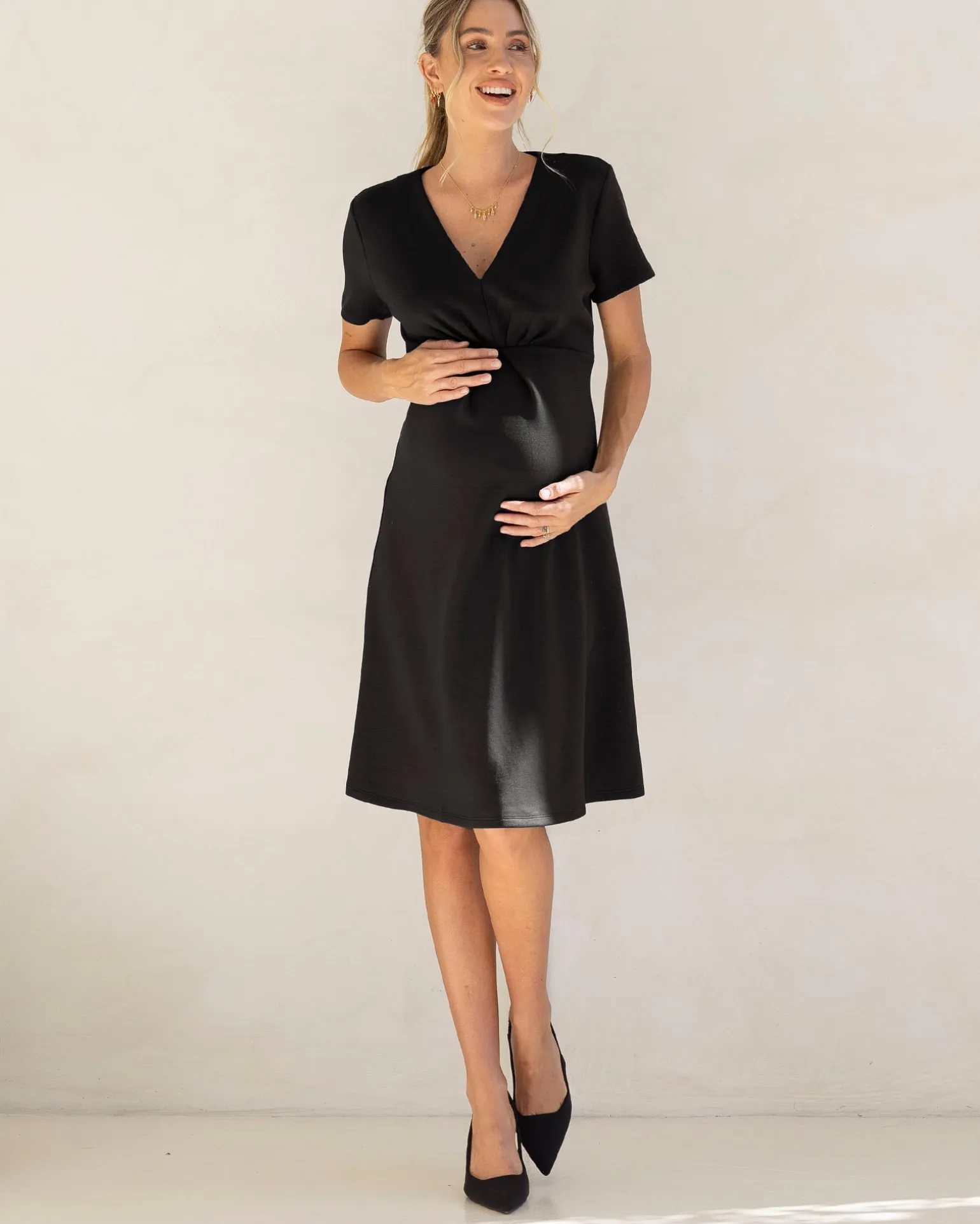 Colette Soft Ponte Work Dress in Black