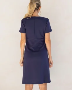 Colette Soft Ponte Work Dress in Navy