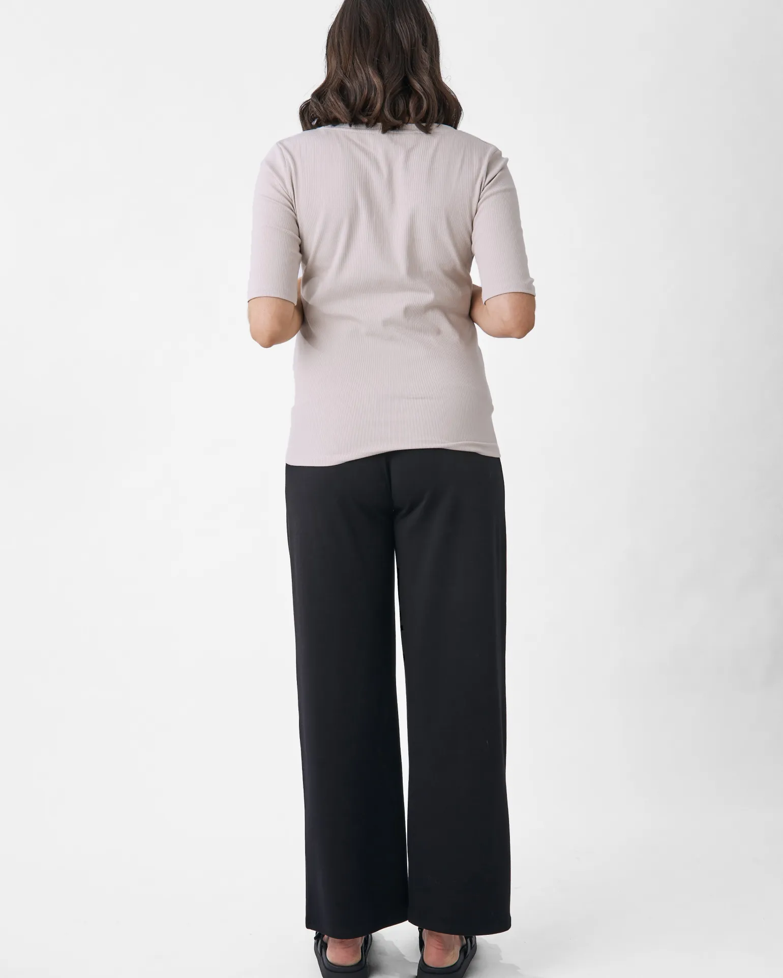 Comfortably Chic Maternity Henley Top in Wolf White