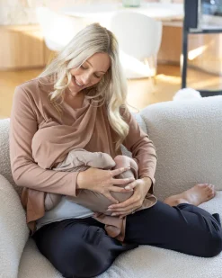 Cynthia Button Design Nursing Cardigan in Taupe