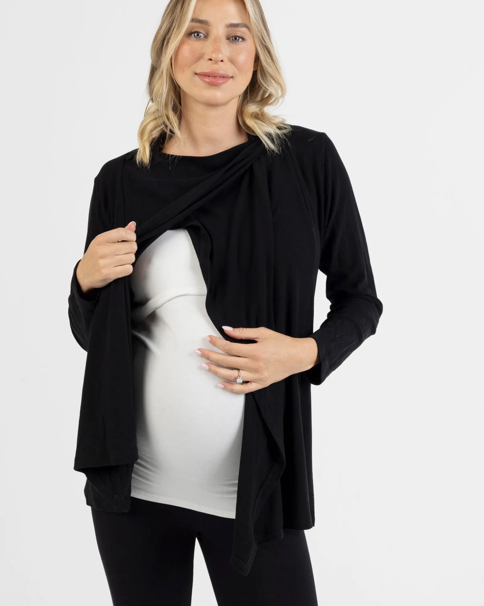Cynthia Button Design Nursing Cardigan in Black