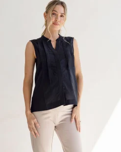 Debbie Maternity Button Shirt in Black