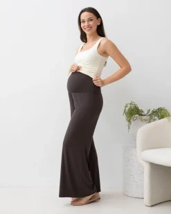 Debra Wide Leg Maternity Bamboo Pants in Cocoa