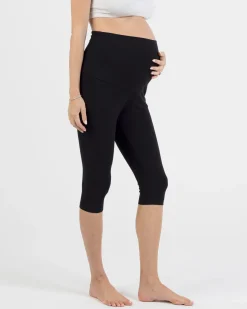 Deluxe Bamboo Cotton Maternity Knee Length Legging - Black