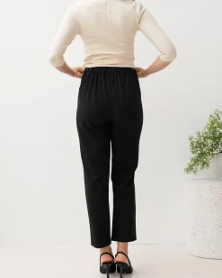 Donna High Waist Maternity Work Pants in Black
