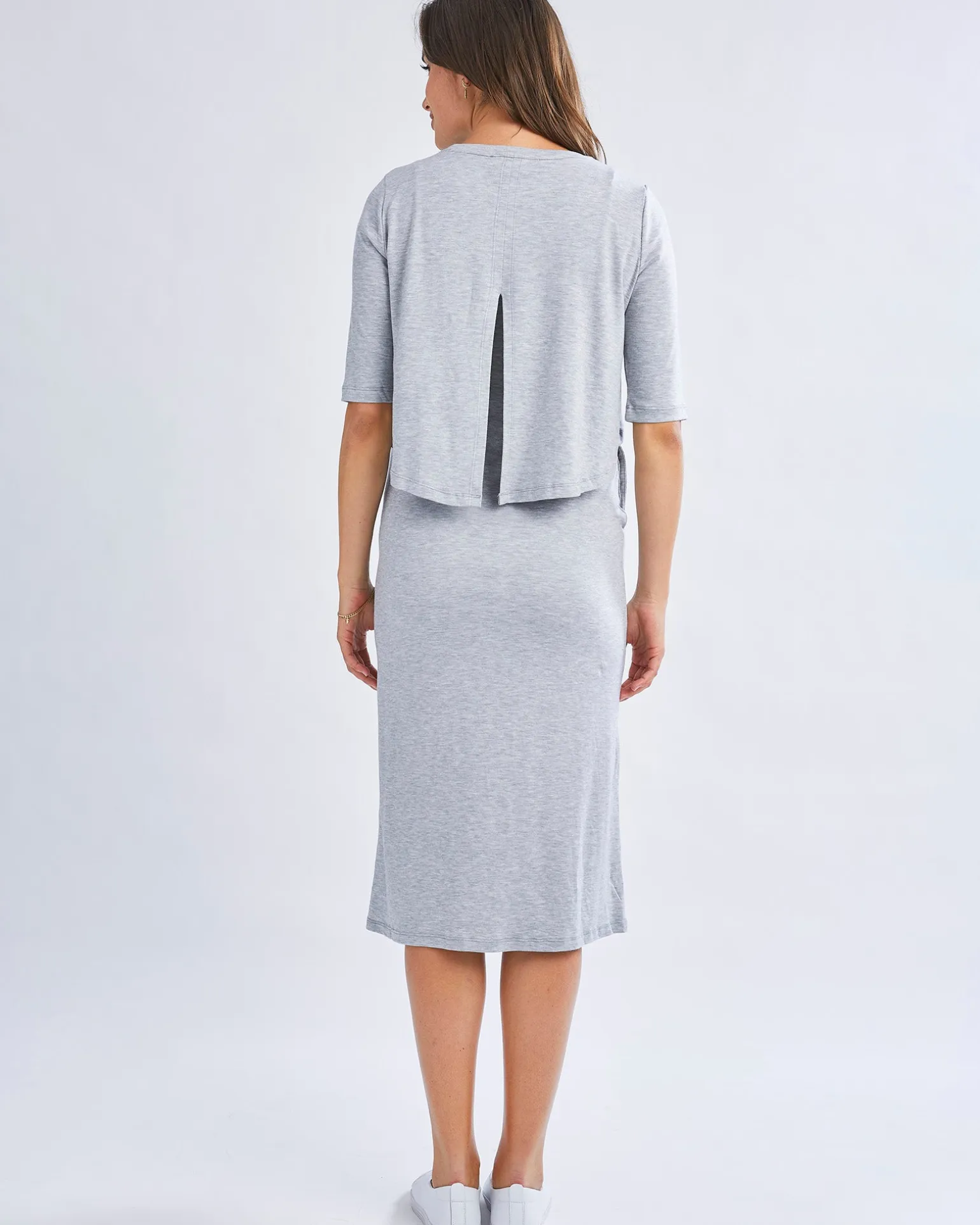 Donna Maternity & Nursing Flip Dress In Grey