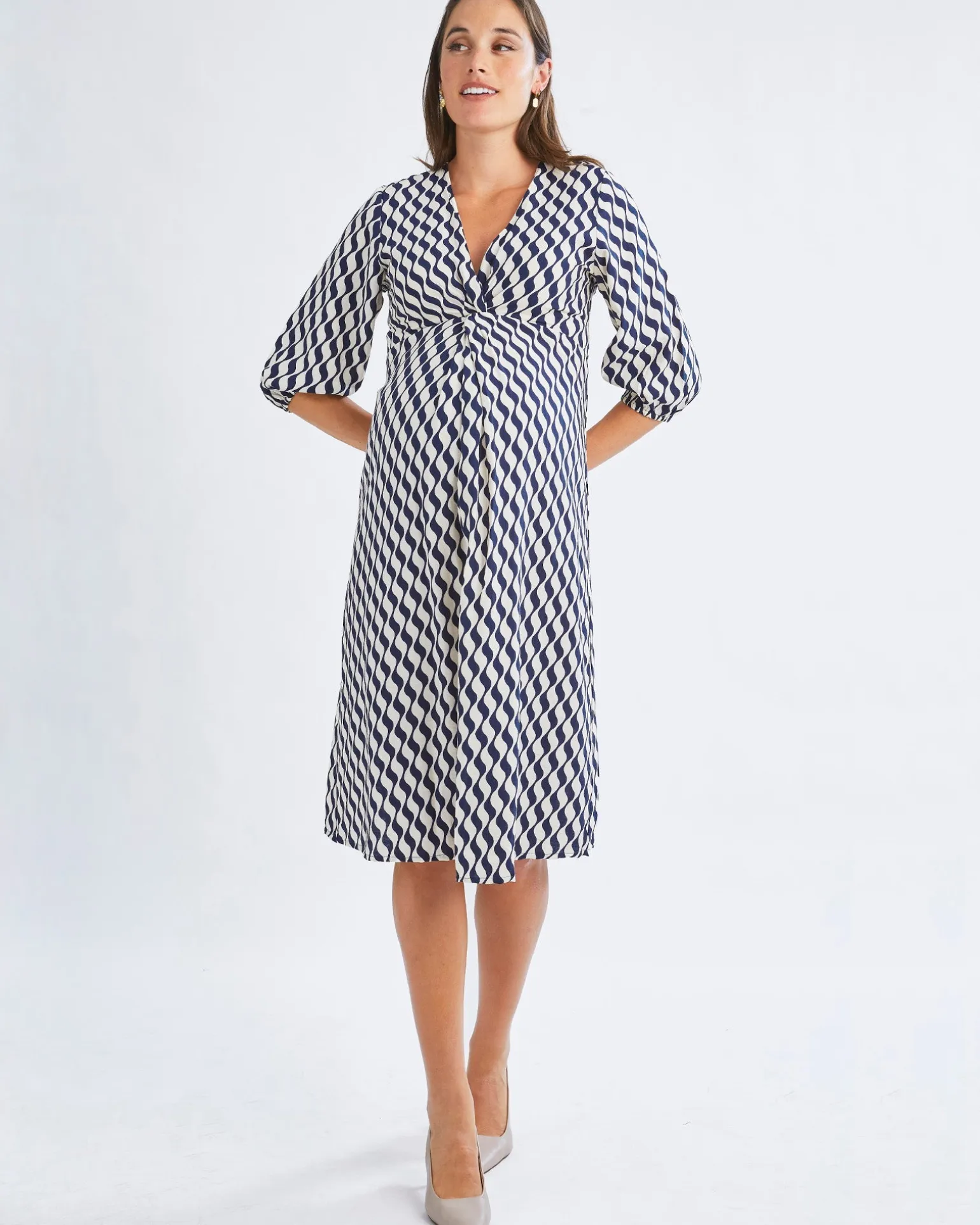 Elea Geometric Wave Work Dress