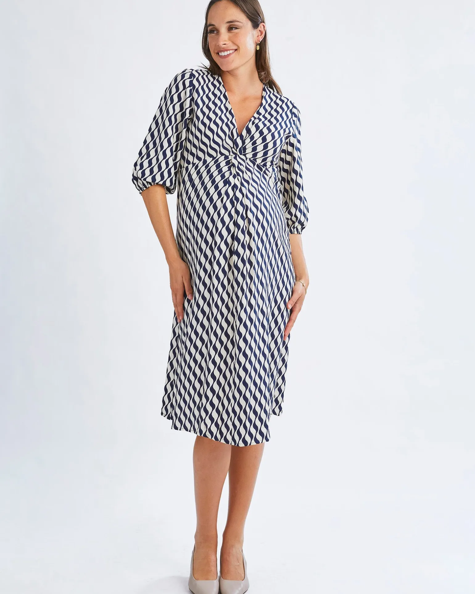 Elea Geometric Wave Work Dress