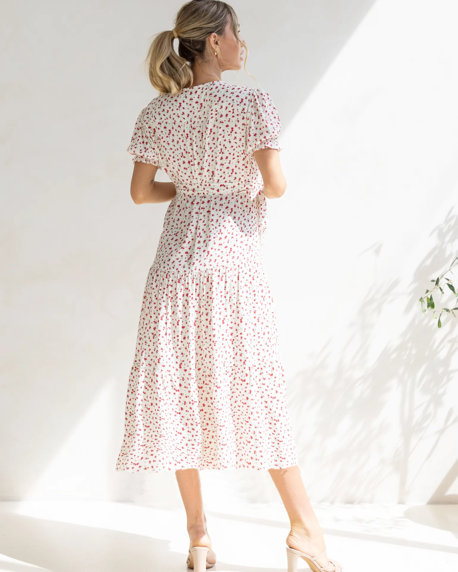 Elise Maternity Red Floral Wrap Dress